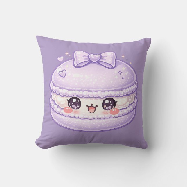 Almohada Dulce Kawaii Macarón Morado (Anverso)
