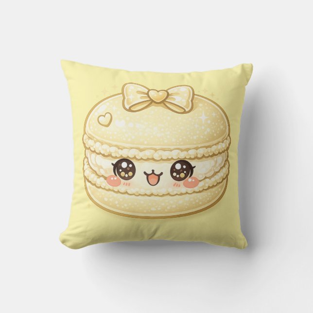 Almohada dulce macarón amarillo Kawaii (Anverso)