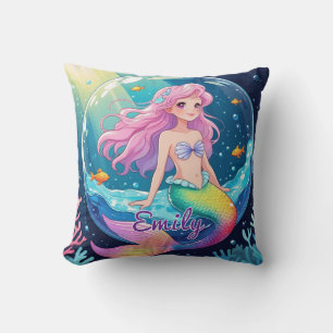 Almohada editable de la plaza de la Sirena - Cola 