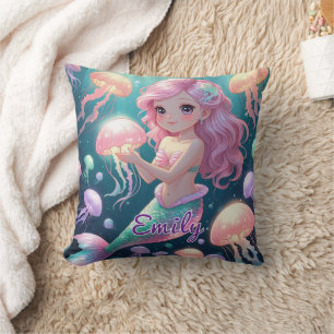 Almohada editable de la sirena y la medusa