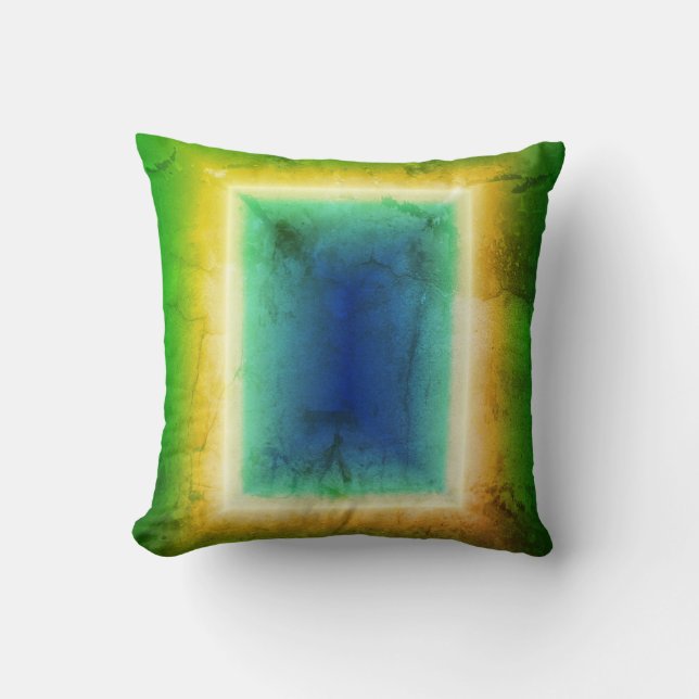 Almohada efecto ilusión neón puerta turquesa verde (Anverso)