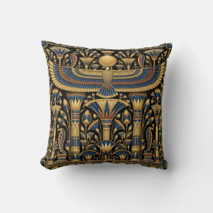 Almohada egipcia con sol alado en negro y dorado c