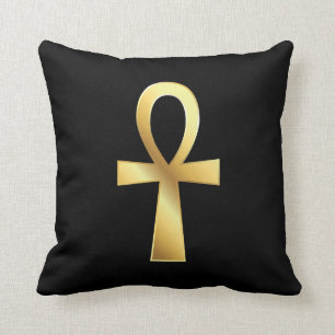 Almohada egipcia del símbolo de Ankh del oro