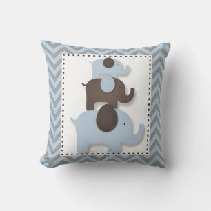 Almohada Elefante Chevron Azul y Gris