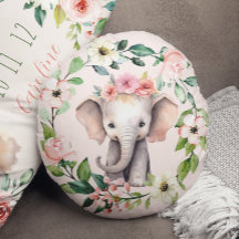 Almohada elefante de flores redondas