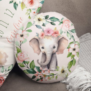 Almohada elefante de flores redondas