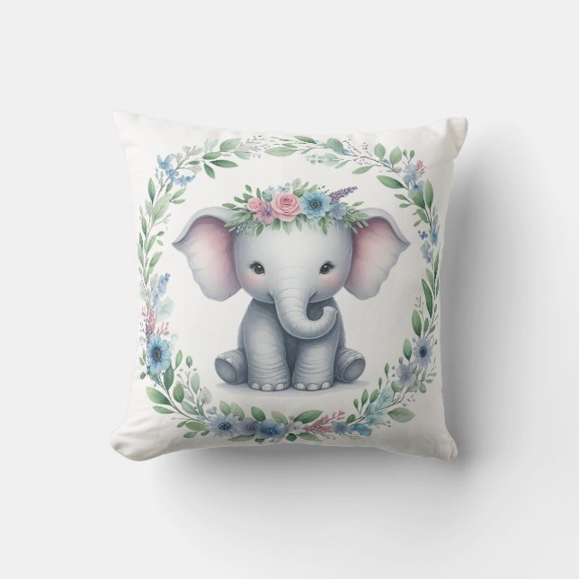 Almohada elefante suave en azul (Anverso)