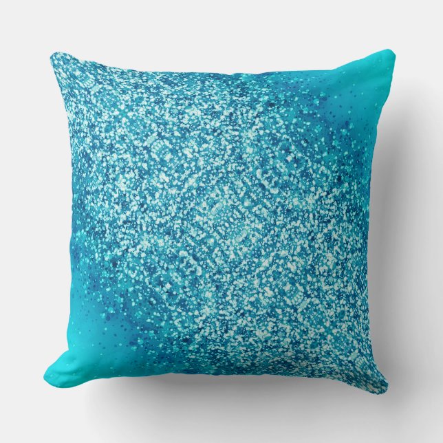 Almohada elegante azul escarcha destello 2 (Anverso)