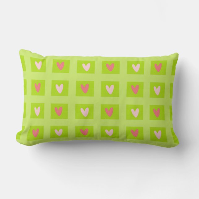 Almohada elegante con estampado de corazones rosas (Anverso)