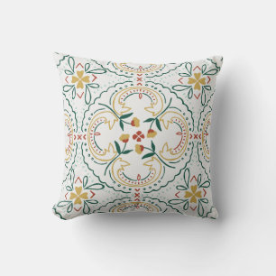 Almohada elegante con estampado floral dibujado a