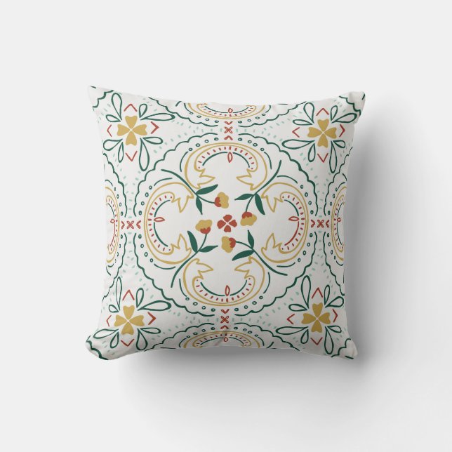 Almohada elegante con estampado floral dibujado a  (Anverso)