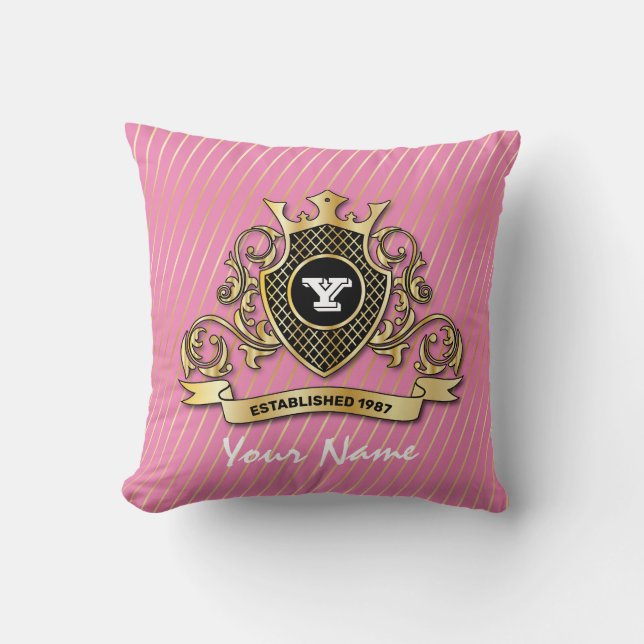 Almohada elegante con monograma dorado (Anverso)
