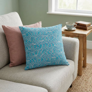 Almohada elegante con patrón de nube azul