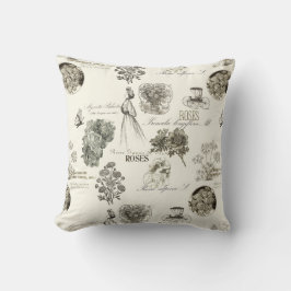 Almohada elegante con patrón floral vintage