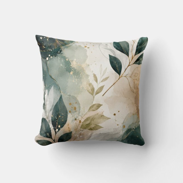 Almohada elegante de abstracto botánico (Anverso)