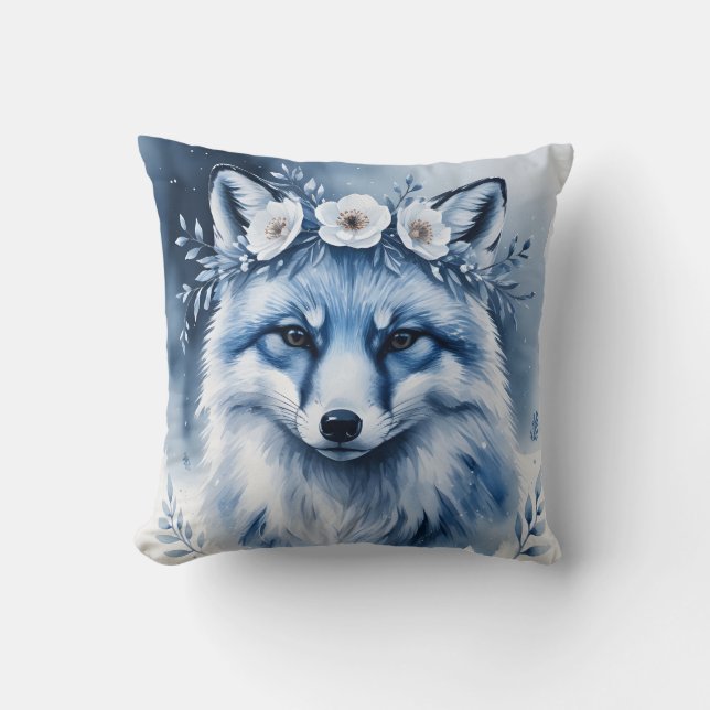 Almohada elegante de aguaflor arctica con flores d (Anverso)