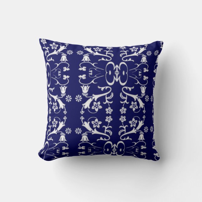 Almohada elegante de batik azul (Anverso)