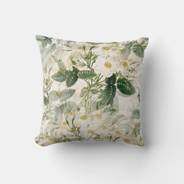 Almohada elegante de botánica de rosa blanca vinta