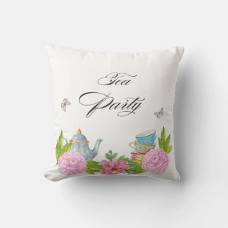 Almohada elegante de fiesta de té floral