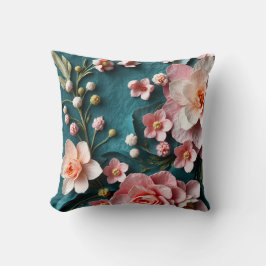 Almohada elegante de flores botánicas con tono ros