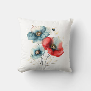 Almohada elegante de flores de acuarela