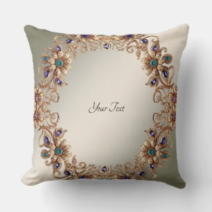 Almohada Elegante de Flores de Joyas de Oro