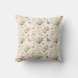 Almohada elegante de flores y mariposas