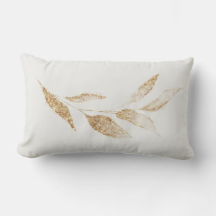 Almohada elegante de hoja botánica de oro cepillad