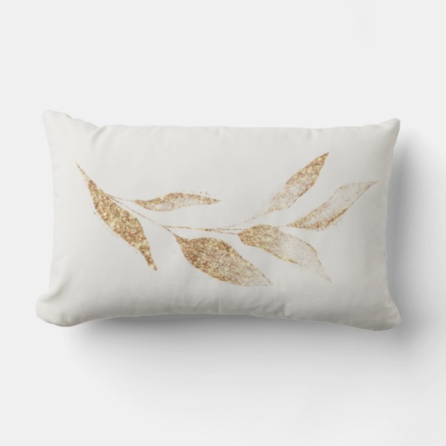 Almohada elegante de hoja botánica de oro cepillad (Anverso)