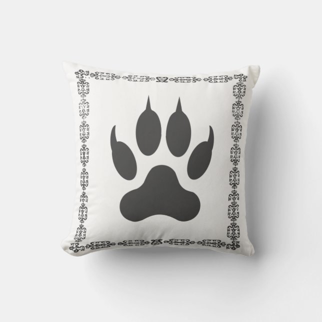 Almohada elegante de marco de pata de animal blanc (Anverso)