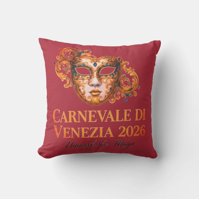 Almohada Elegante de Máscara Veneciana (Anverso)