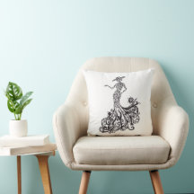 Almohada elegante de moda con silueta de mujer en 