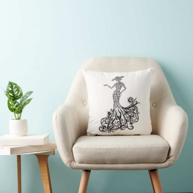 Almohada elegante de moda con silueta de mujer en  (Silla)