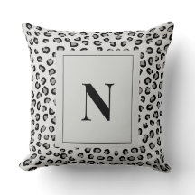 Almohada elegante de monograma con estampado de le