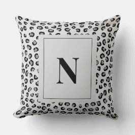 Almohada elegante de monograma con estampado de le