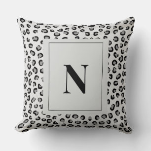 Almohada elegante de monograma con estampado de le
