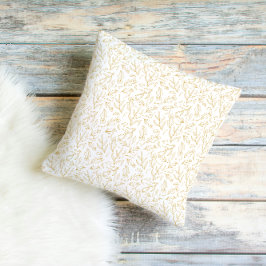 Almohada elegante de oro con arte de línea botánic