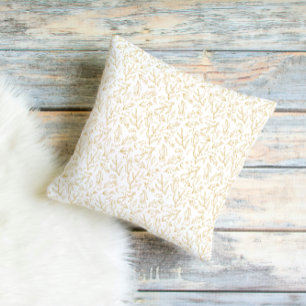 Almohada elegante de oro con arte de línea botánic