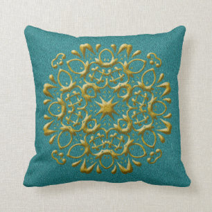 Almohada elegante de oro y azul verde