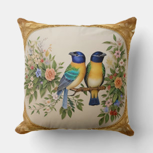 Almohada Elegante de Pájaro con Decoración de Rama
