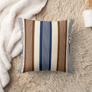 Almohada elegante de rayas cabana azul marino y ma
