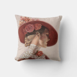 Almohada elegante de señora Art Floral Roses Hat