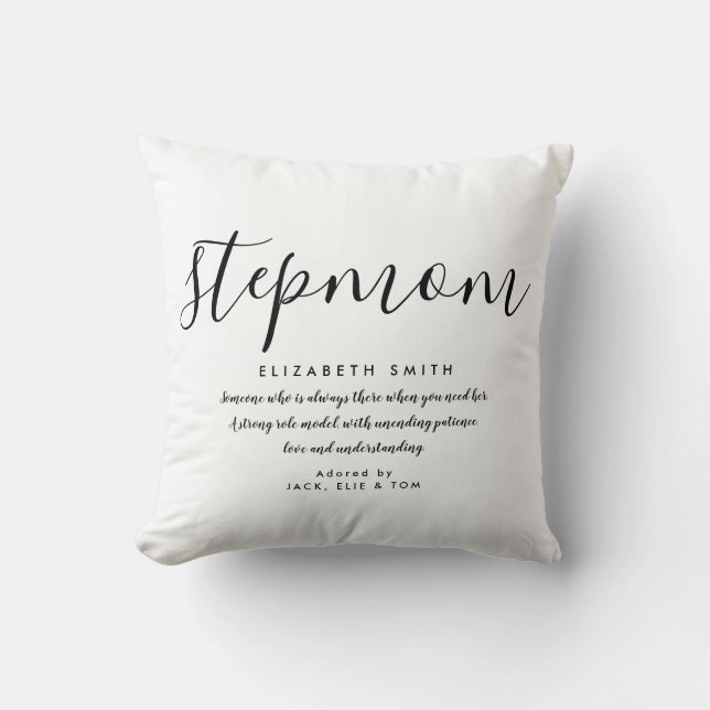 Almohada Elegante de Tirar de Blanco y Negro con C (Anverso)