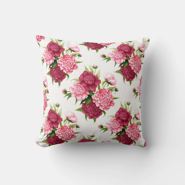 Almohada elegante del acento de los Peonies del (Anverso)