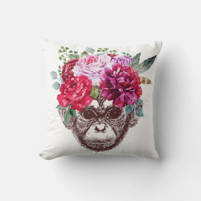 Almohada elegante del mono (blanca) (Anverso)