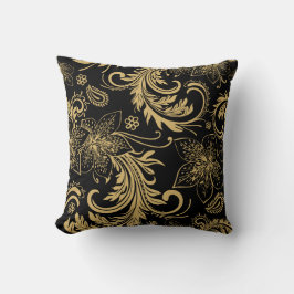 Almohada elegante del negro y del oro