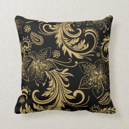 Almohada elegante del negro y del oro