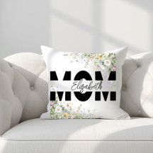 Almohada elegante floral personalizada MOM