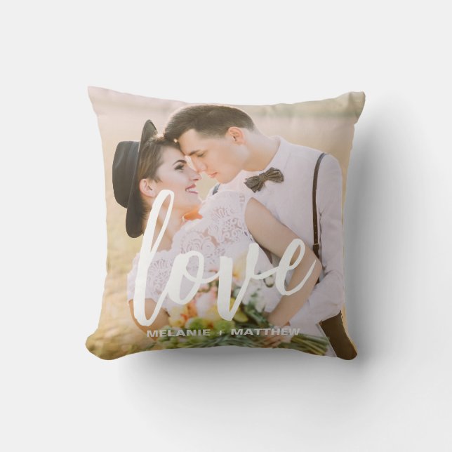 Almohada Elegante Moderna Con Foto De Letra De Amo (Anverso)