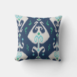 Almohada elegante moderna del ikat de los azules
